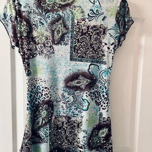American City Wear Paisley Blouse - Brown and Green